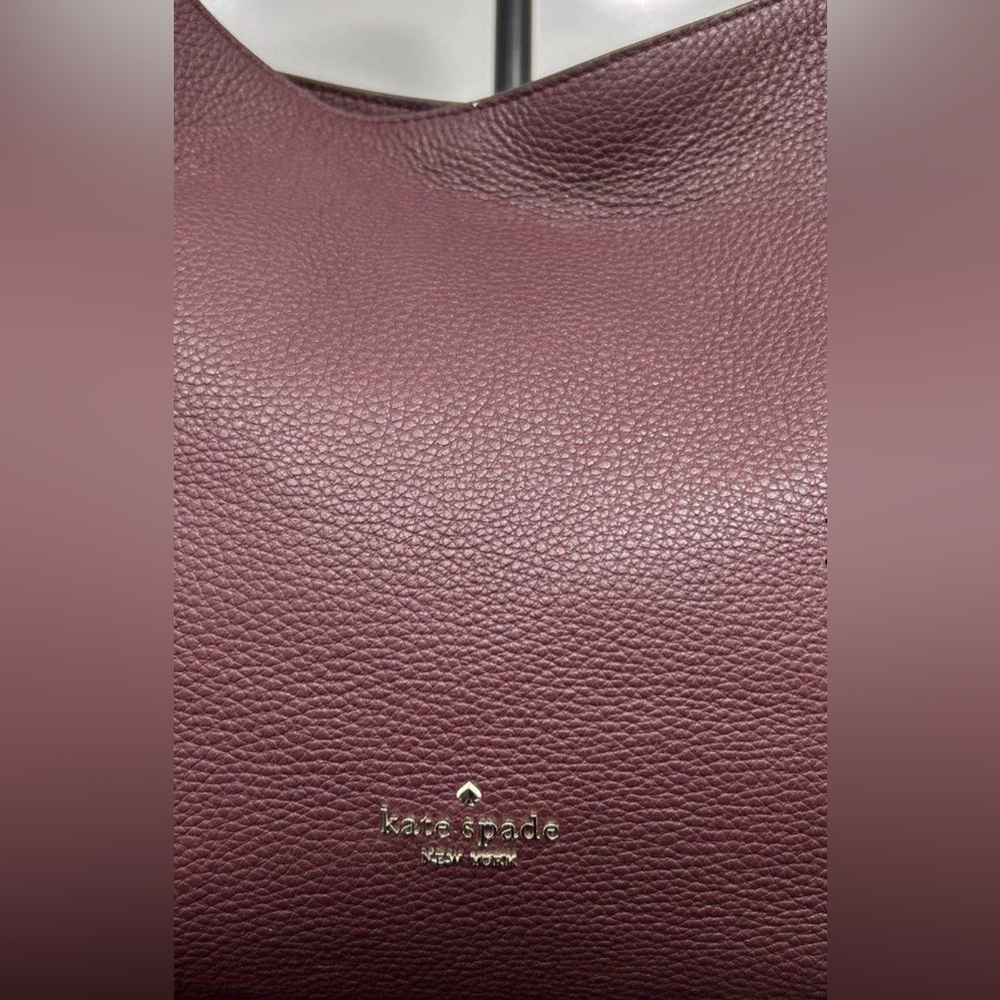 Kate Spade New York Leila Medium Triple Compartment Shoulder Bag Burgundy Suede - Picture 7 of 7